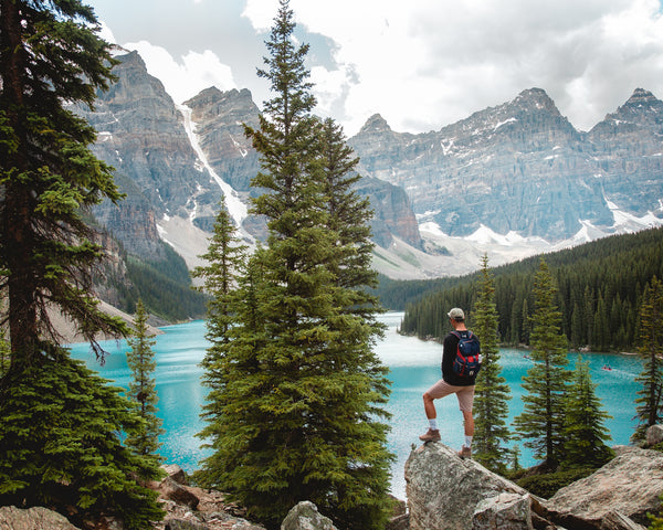 Using a camera strap while visiting Banff National Park.