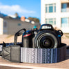 aztec geometric black and white camera strap for DSLR SLR camera, tether straps 